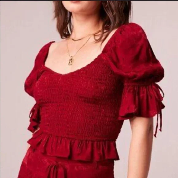 NWT BAND OF THE FREE Lea Rhubarb Smocked Crop Top - Picture 10 of 10